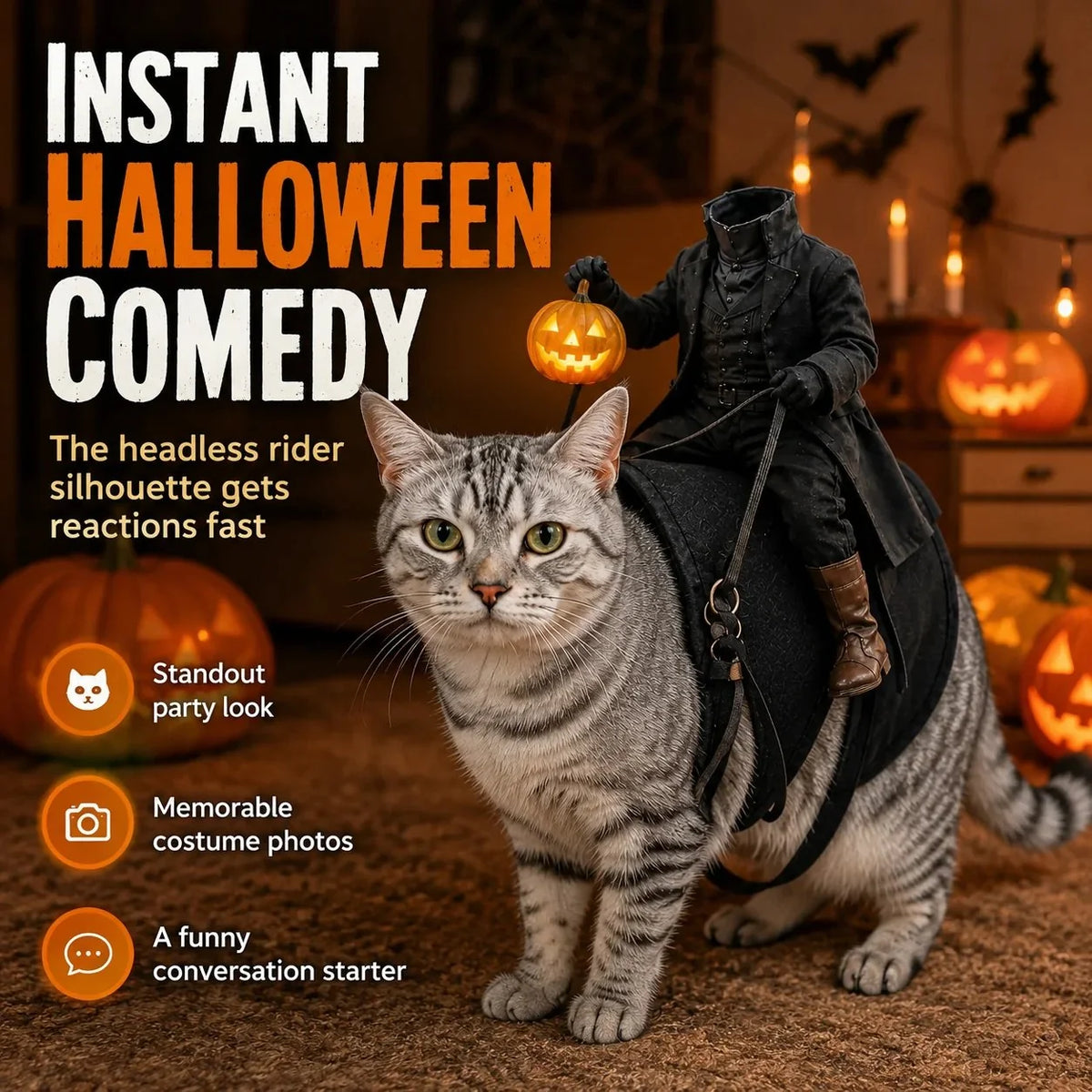 Headless Horseman Rider Pet Costume – Halloween Cat & Dog Ou