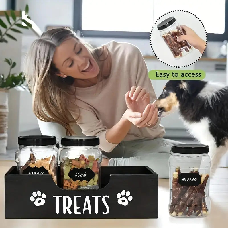 Rustic Wooden Pet Treat Storage