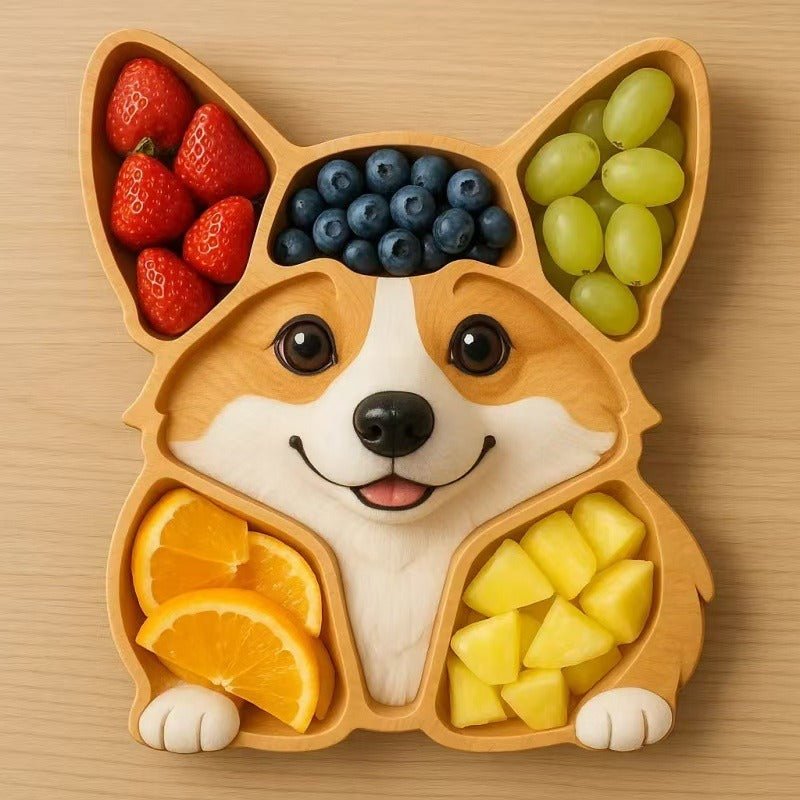 Handmade Dog Shaped Wooden Food Plate - Wowpetsmart