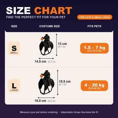 Headless Horseman Rider Pet Costume – Halloween Ca size chart