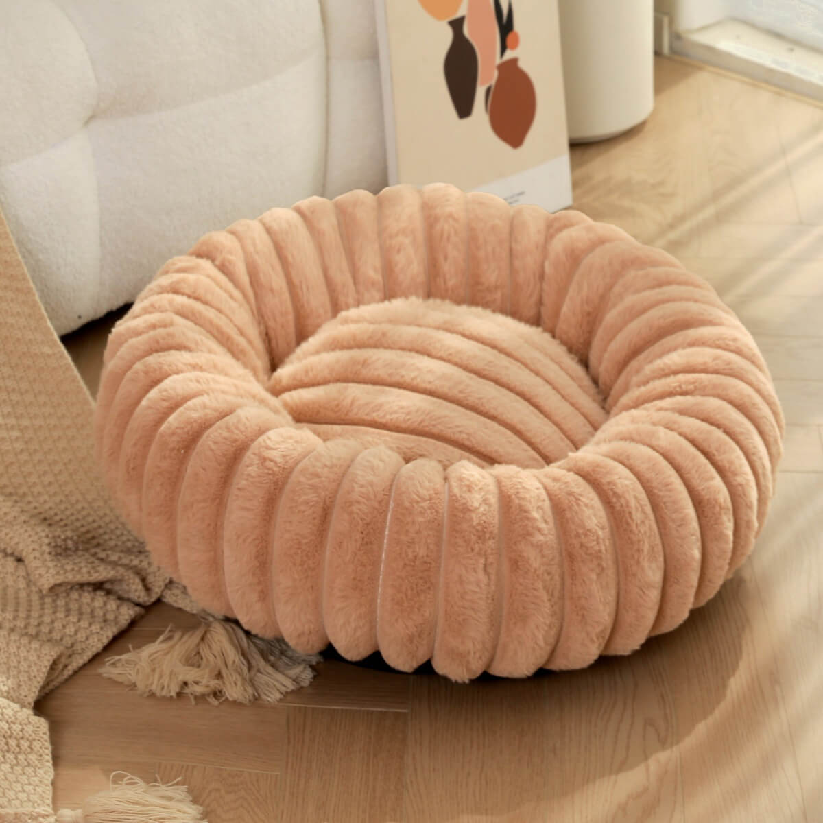 Ultra - Soft Plush Donut Pet Bed – Calming & Supportive for Deep Sleep - Wowpetsmart