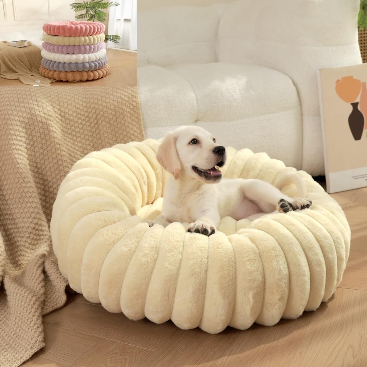 Ultra - Soft Plush Donut Pet Bed – Calming & Supportive for Deep Sleep - Wowpetsmart