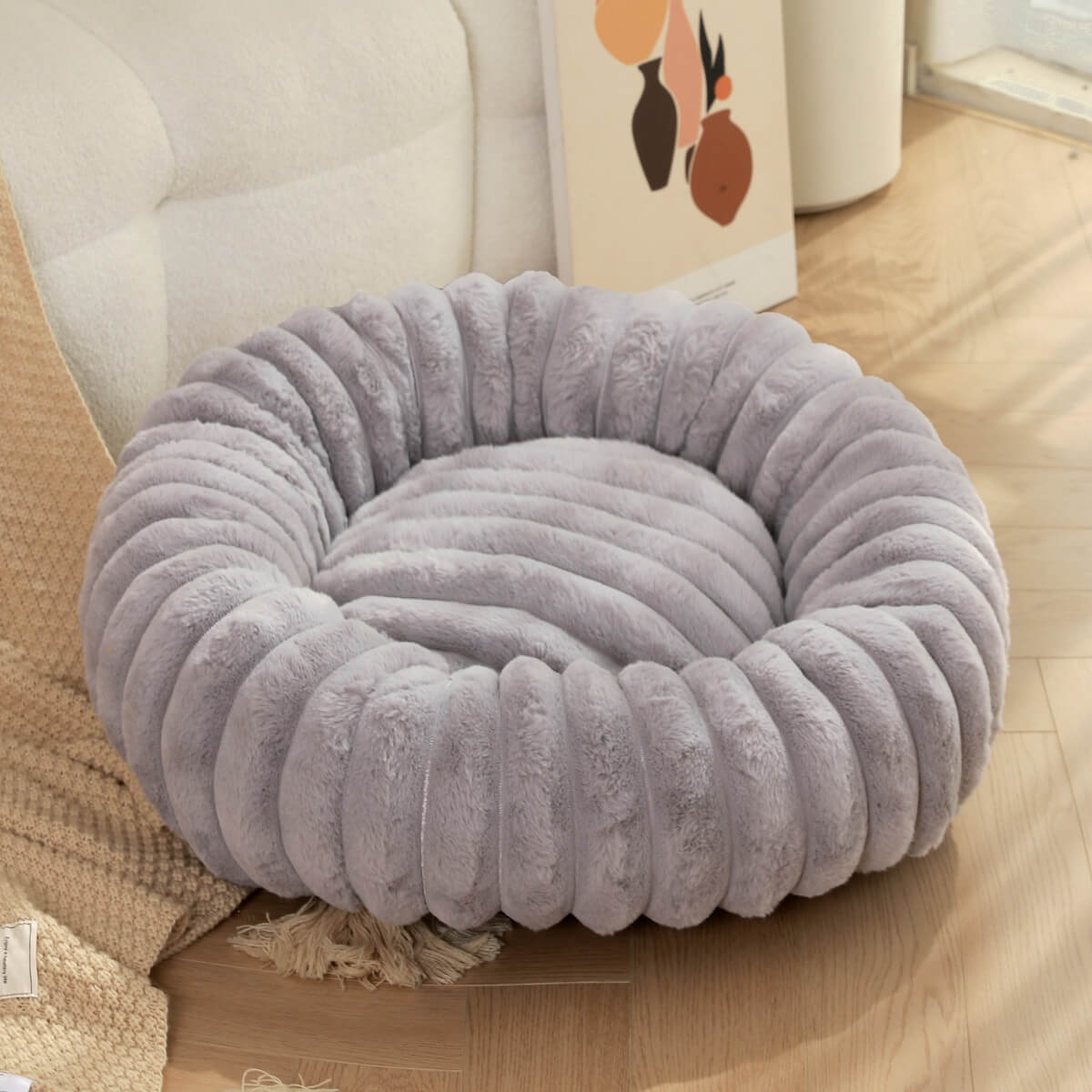 Ultra - Soft Plush Donut Pet Bed – Calming & Supportive for Deep Sleep - Wowpetsmart