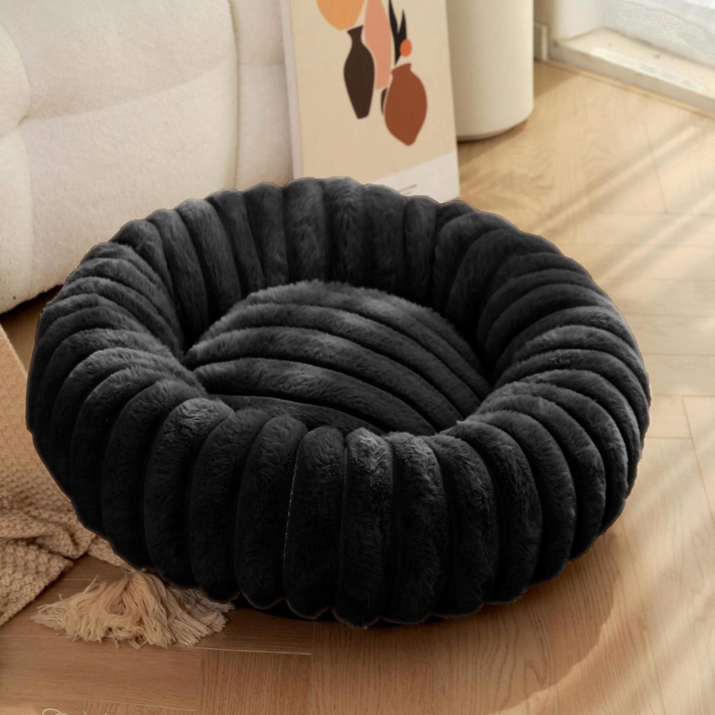 Ultra - Soft Plush Donut Pet Bed – Calming & Supportive for Deep Sleep - Wowpetsmart