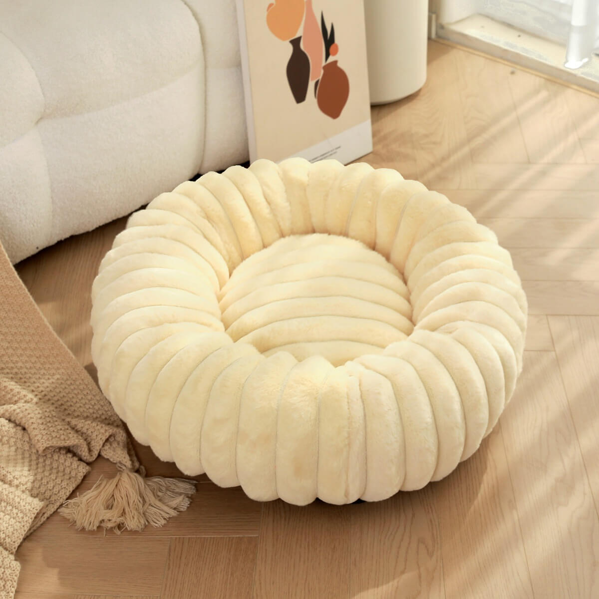 Ultra - Soft Plush Donut Pet Bed – Calming & Supportive for Deep Sleep - Wowpetsmart