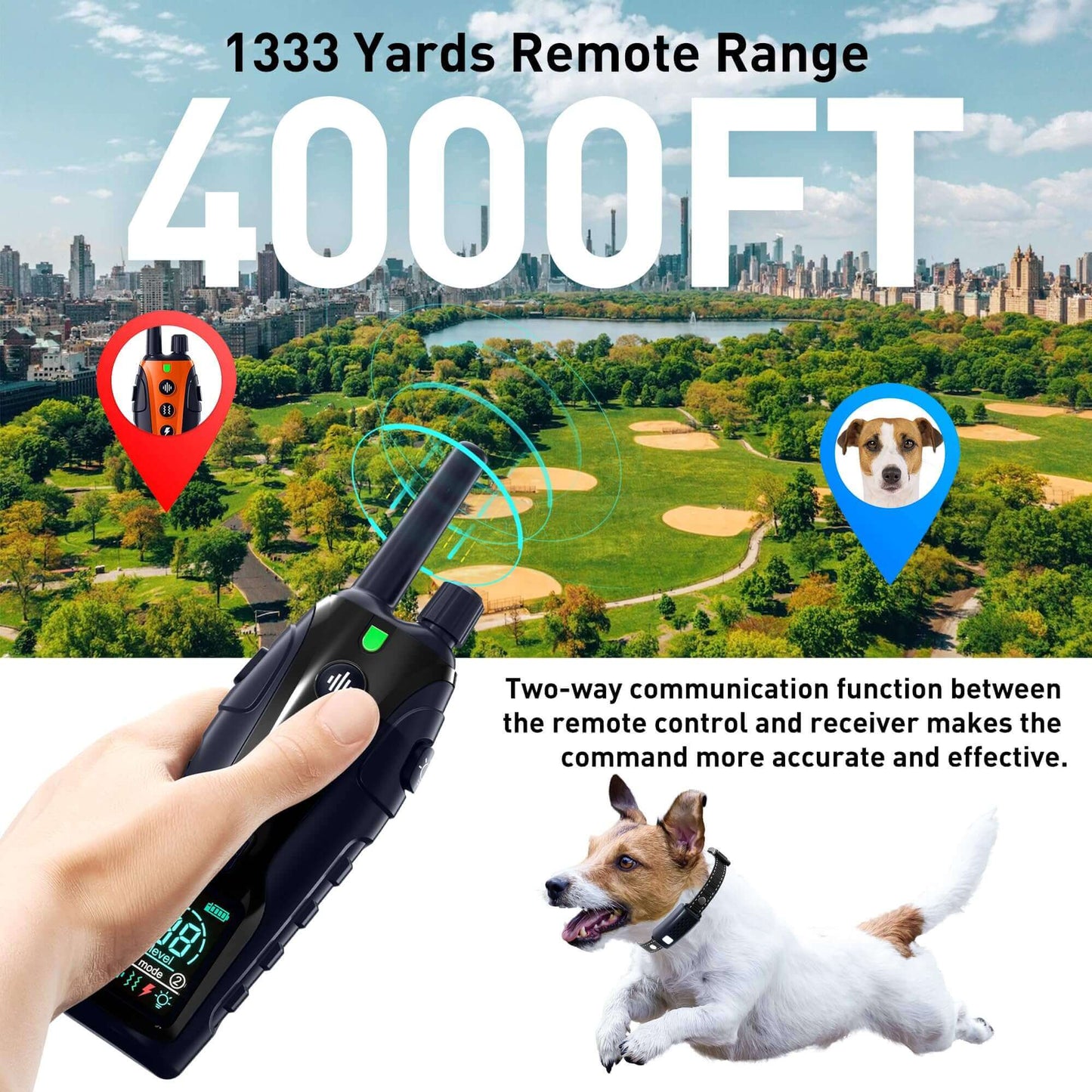 4000FT Remote Dog Training Collar with Flash Light - Wowpetsmart