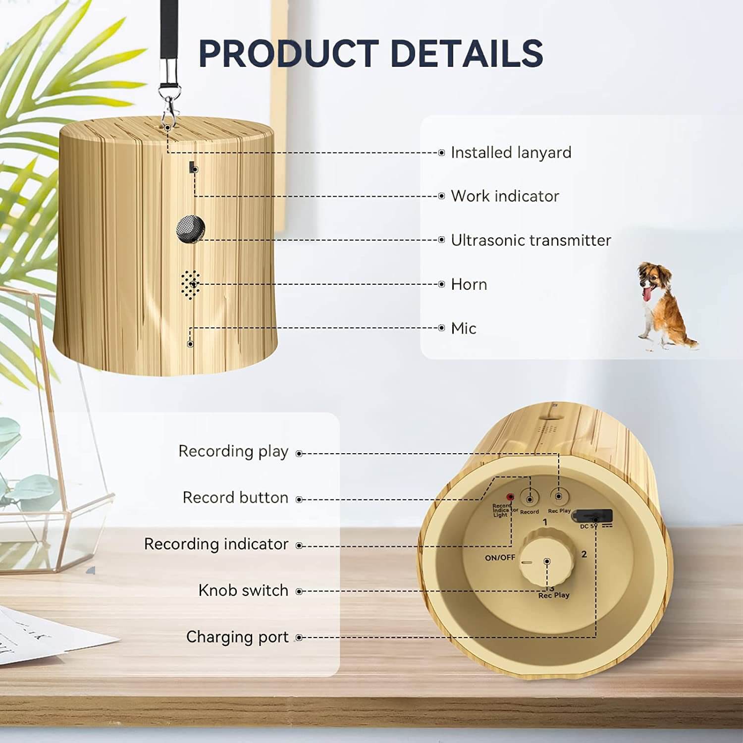 Voice-Assisted Ultrasonic Bark Controller by Wowpetsmart® - Wowpetsmart